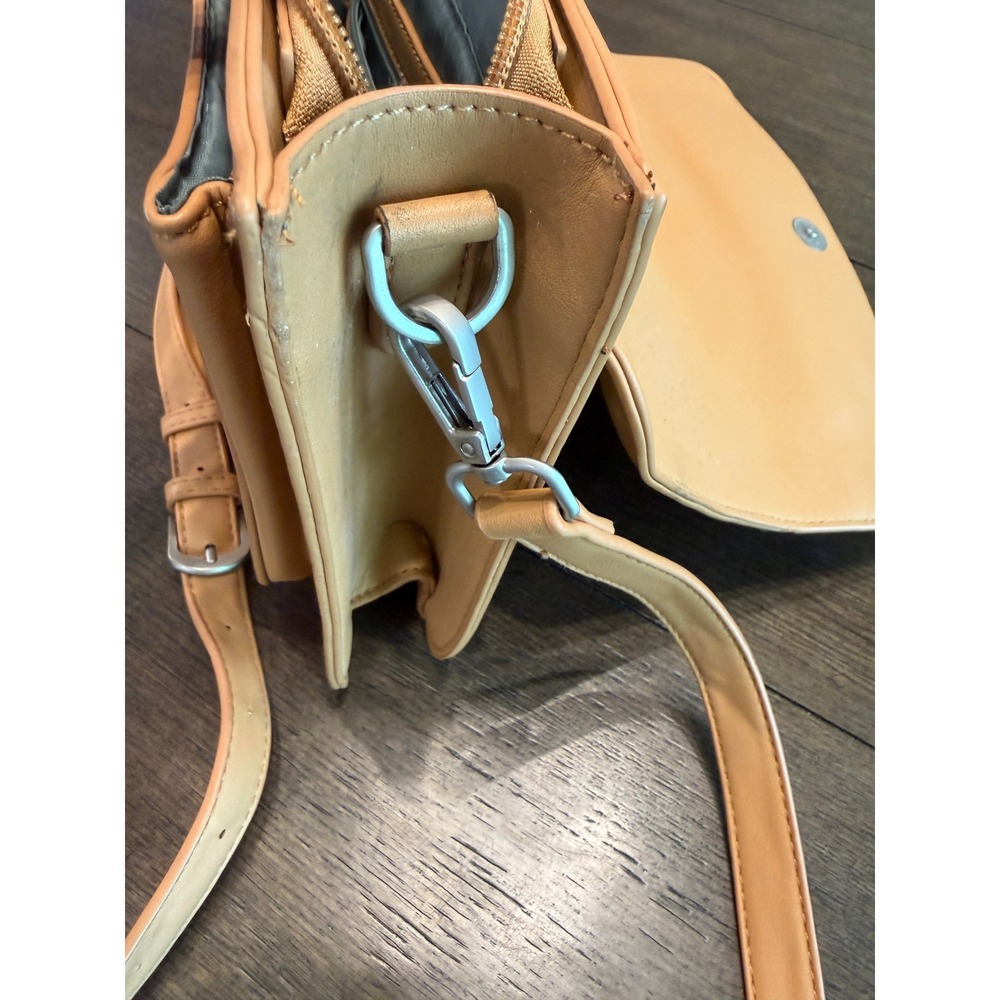 Pixie Mood Tan Vegan Leather Crossbody Bag Flap Messenger Adjustable Strap - Picture 7 of 9